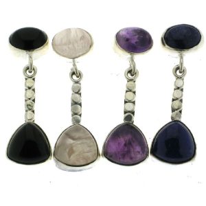 925 OVAL+T/DROP GEMSTONE HANGING EAR - 34X11 <br/>M11881