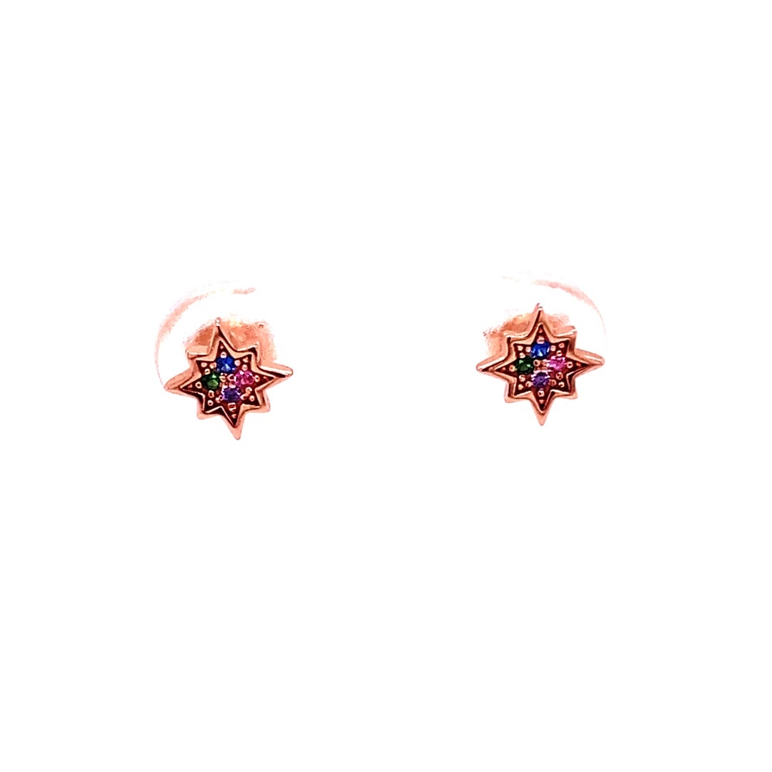925 RG PL COL CZ BETHLEHEM STAR STUDS - 7X7 - 0.6g <br/>M11882R - Image 2