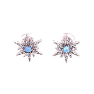 925 BL SYNTH OPAL CZ PAVE BETHLEHEM STAR STUDS <br/>M11891