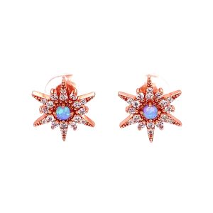 925 RG SYNTH BL OPAL CZ PAVE BETHLEHEM STAR STUDS <br/>M11891R