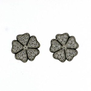 925 CZ PAVE 5 LEAF FLOWER STUDS - 10MM <br/>M11947