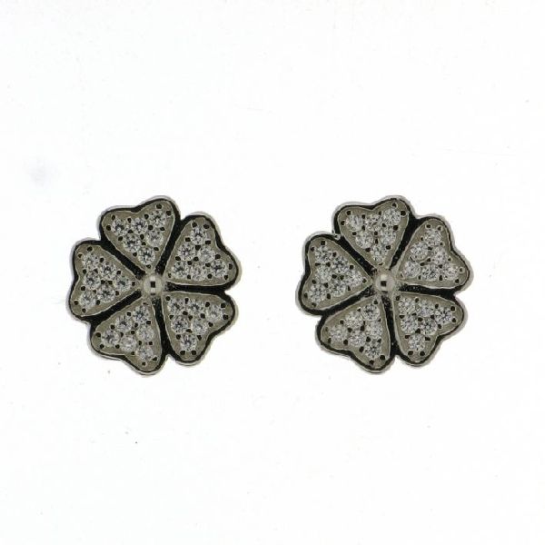 925 CZ PAVE 5 LEAF FLOWER STUDS - 10MM <br/>M11947