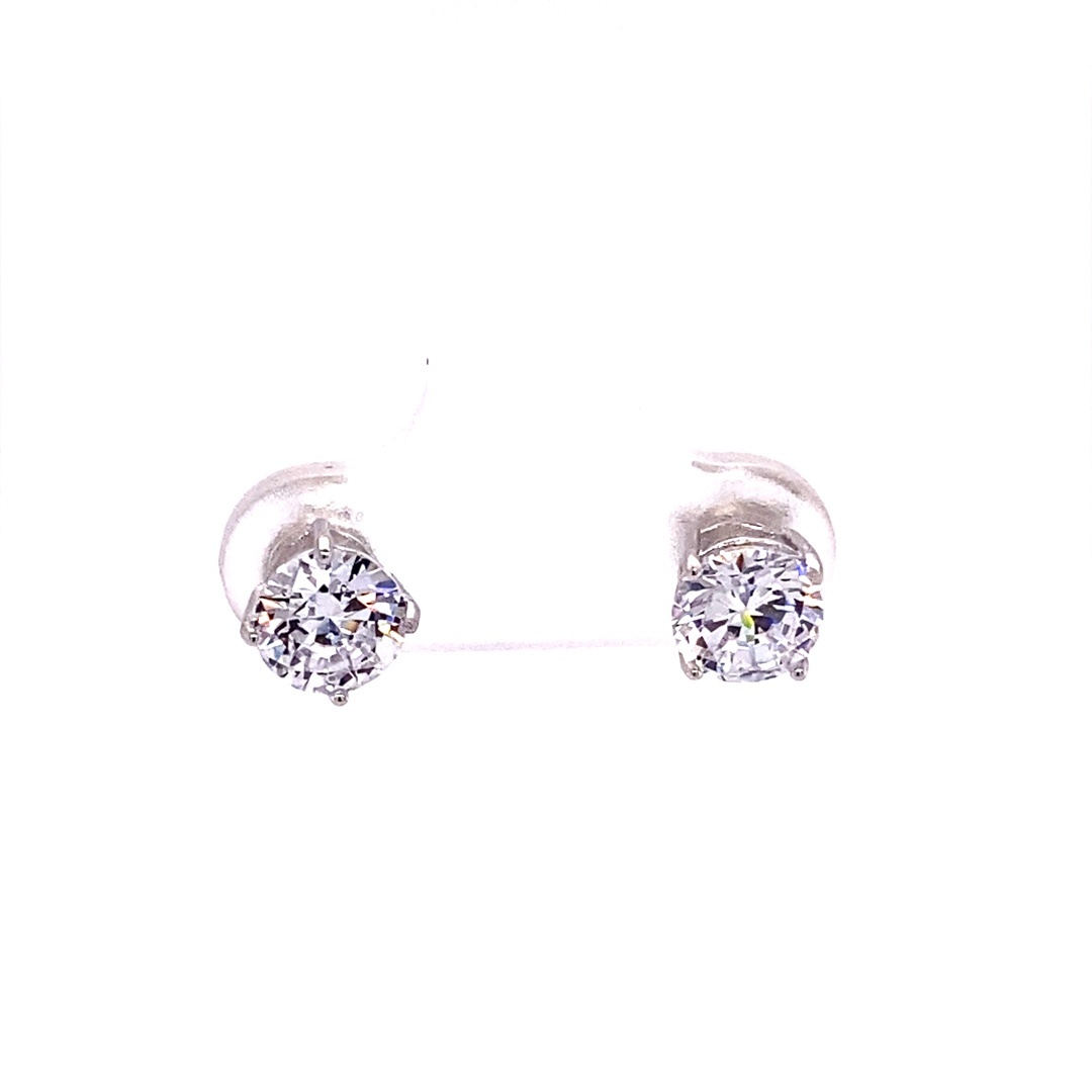 925 CZ 4 CLAW BASKET SET STUDS - 6MM - 1.16g <br/>M11956 - Image 2