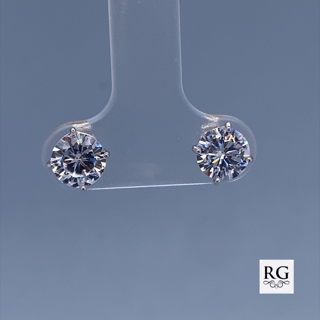 925 CZ 4 CLAW BASKET SET STUDS - 6MM - 1.16g <br/>M11956