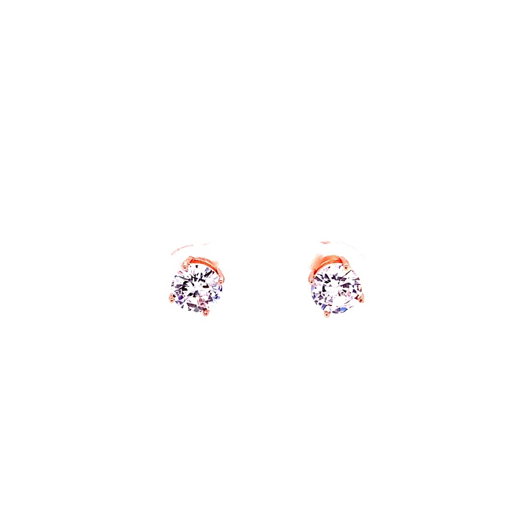 925 RG PL CZ 4 CLAW BASKET SET STUDS - 6MM - 1.2g <br/>M11956R