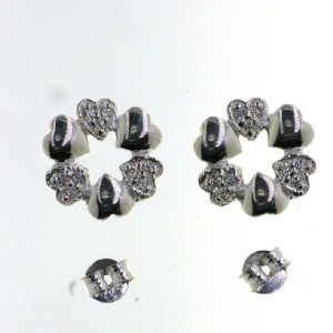 925 CZ PAVE+PLAIN HEARTS IN CIRCLE STUDS - 12MM <br/>M11961