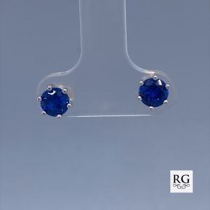 925 DARK BLUE CZ 6 CLAW SET STUDS - 5MM - 1g <br/>M11983B
