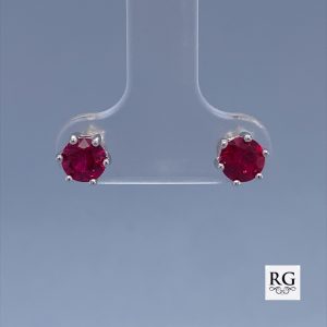 925 RED CZ 6 CLAW SET STUDS - 5MM - 0.97g <br/>M11983R