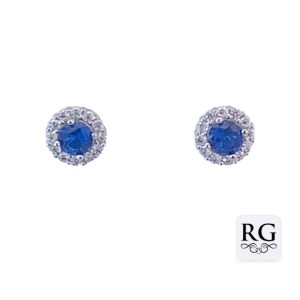 925 BLUE+WH CZ PAVE HALO STUDS - 7MM - 1.3g <br/>M11992BL