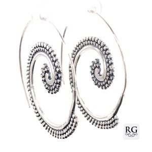 925 OXI FLAT MILLGRAIN SPIRAL EAR - 40X1.5 - 8.44g <br/>M12006