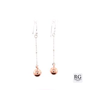 925 RG PL HANGING BALL ON CHAIN EAR - 52X8 - 2.5g <br/>M12013