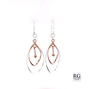 925 RG PL DBL T/DROP OUTLINE EARRINGS - 52X18 3.3g <br/>M12014