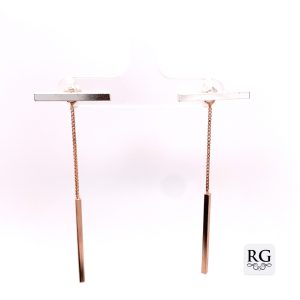 925 RG PL DBL BAR ON CHAIN EARRINGS - 50X19 - 3.2g <br/>M12017