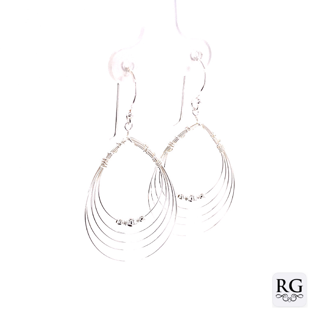 925 BALLS OPEN TEARDROP LAYERED EAR - 43X21 - 1.6g <br/>M12029