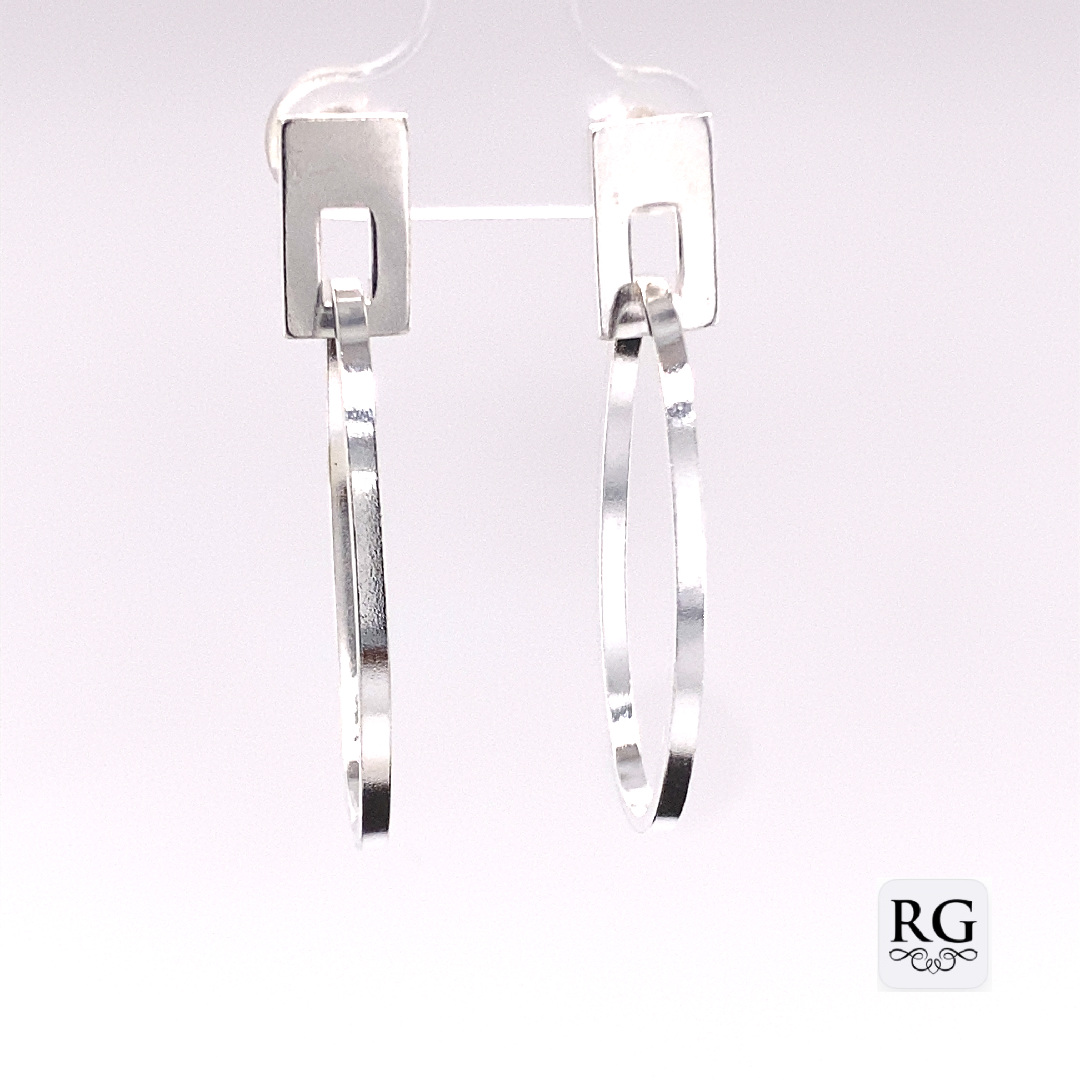 925 RECT DISC+PAPERCLIP DROP EAR - 42X7 - 4.9g <br/>M12033