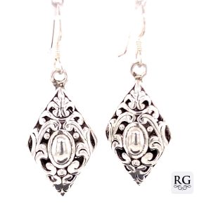925 DIAMOND SHAPE FILIGR DOME DROP EAR  40X15 8.1g <br/>M12035
