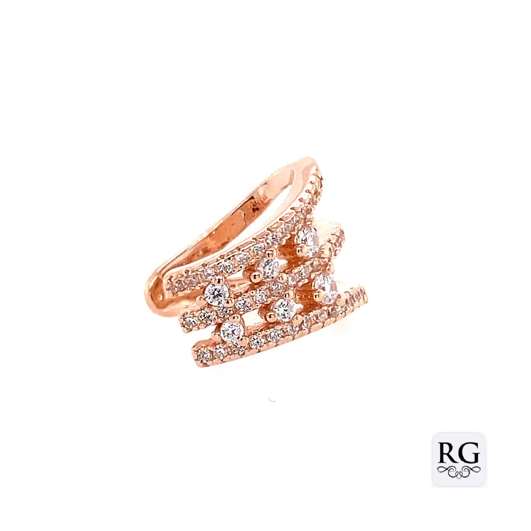 925 RG TRIP OPEN CUT CZ PAVE EAR CUFF 14X11 1.74g <br/>M12077R - Image 2