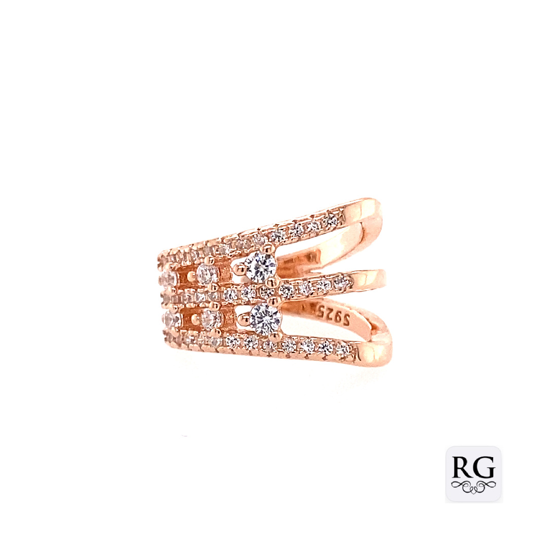 925 RG TRIP OPEN CUT CZ PAVE EAR CUFF 14X11 1.74g <br/>M12077R