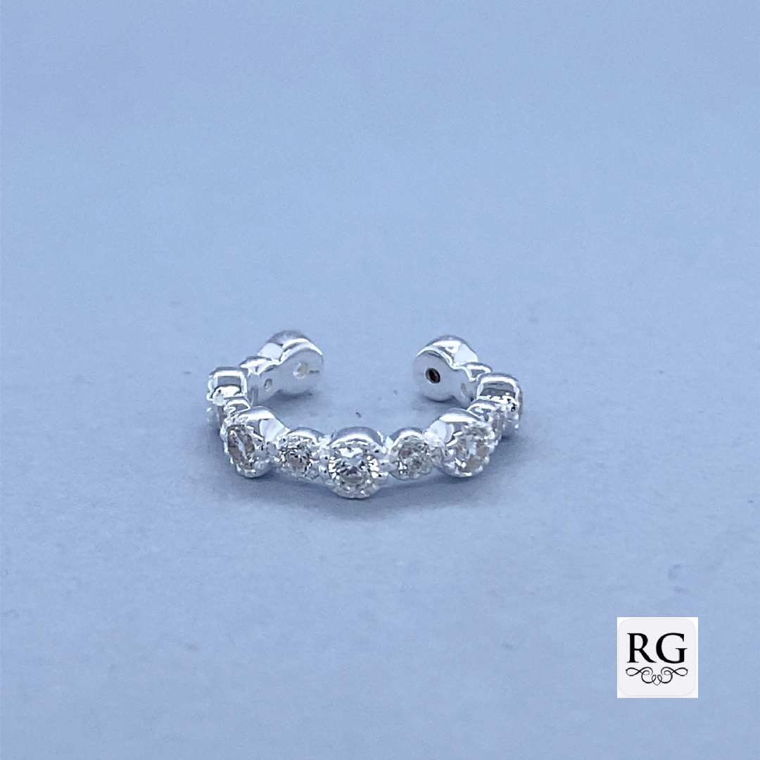 925 CZ PAVE MILLGRAIN CIRCLES EARCUFF - 3MM 0.85g <br/>M12141