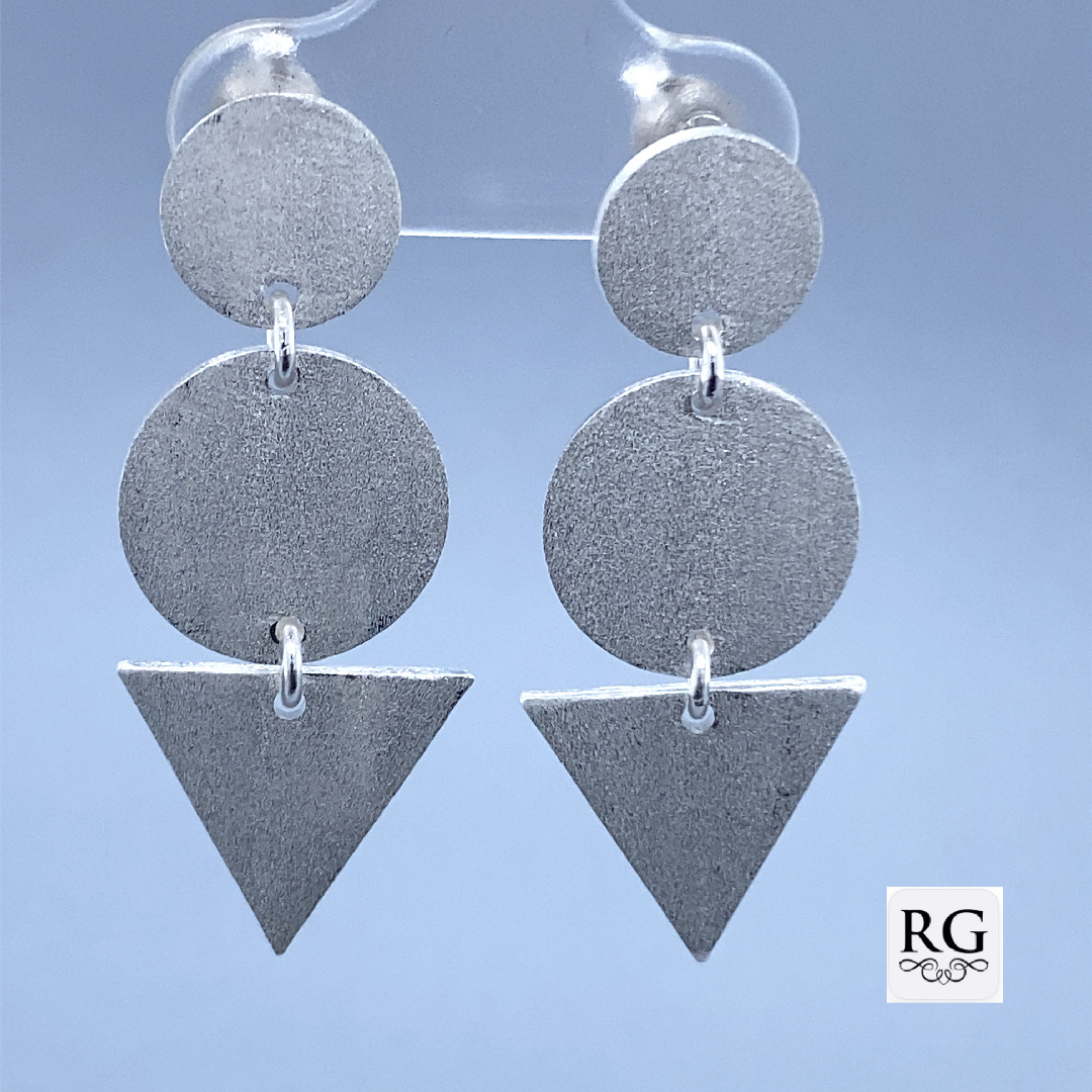 925 SCRATCHED CIRCLE+TRIANGLE EAR - 36X13 - 6.2g <br/>M12142