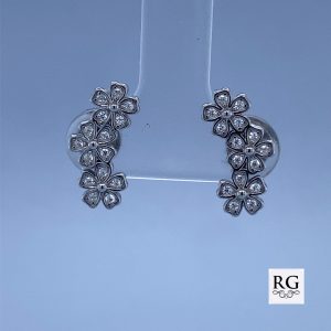 925 CZ PAVE TRIP FLOWER CLIMBER STUDS - 15X8  1.8g <br/>M12159