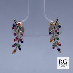 925 MULTI COL CZ OLIVE BRANCH STUDS - 17X6 - 1.6g <br/>M12170