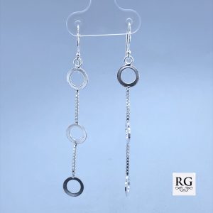 925 TRIP CIRCLES IN BOX CHAIN DROP EAR - 64X8 - 2g <br/>M12210