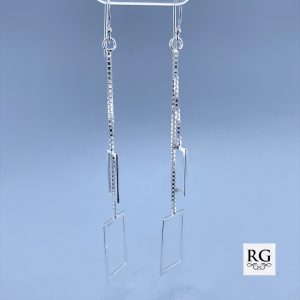 925 DROP DBL OUTLINE RECT BOX CHAIN EAR - 75X10 3g <br/>M12213