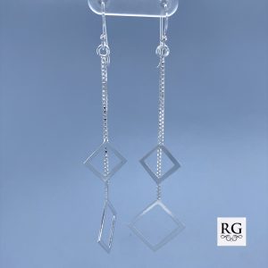 925 DROP DBL OUTLINE SQ BOX CHAIN EAR - 75X9  2.9g <br/>M12214