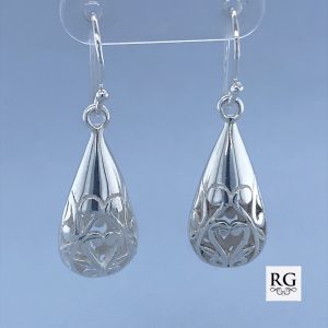 925 DROP HOL FILIGREE TEARDROP EAR - 35X11 - 6g <br/>M12217