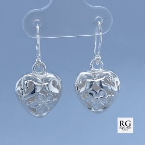 925 FLOWER FILIGR HEART DROP EAR - 27X14 - 5.3g <br/>M12220