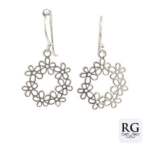 925 OPEN FLOWER CIRCLES FLAT DROP EAR - 31X16 2.4g <br/>M12227