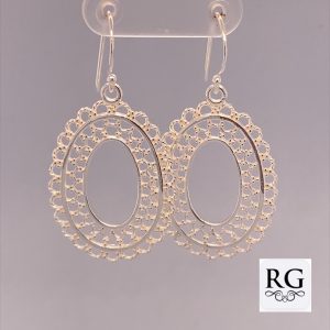 925 FLAT OPEN OVAL LACE DROP EAR - 42X21 - 4.6g <br/>M12229