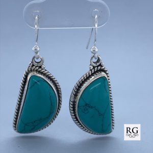 925 OXI HALFMOON TURQ PASTE DROP EARRINGS - 38X14 <br/>M12244T