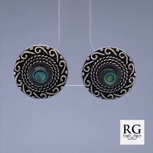 925 OXI ABALONE VINTAGE STUDS - 14MM - 3.4g <br/>M12266
