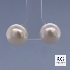925 WHITE FRESHWATER PEARL STUDS - 12MM - 2.8g <br/>M12271