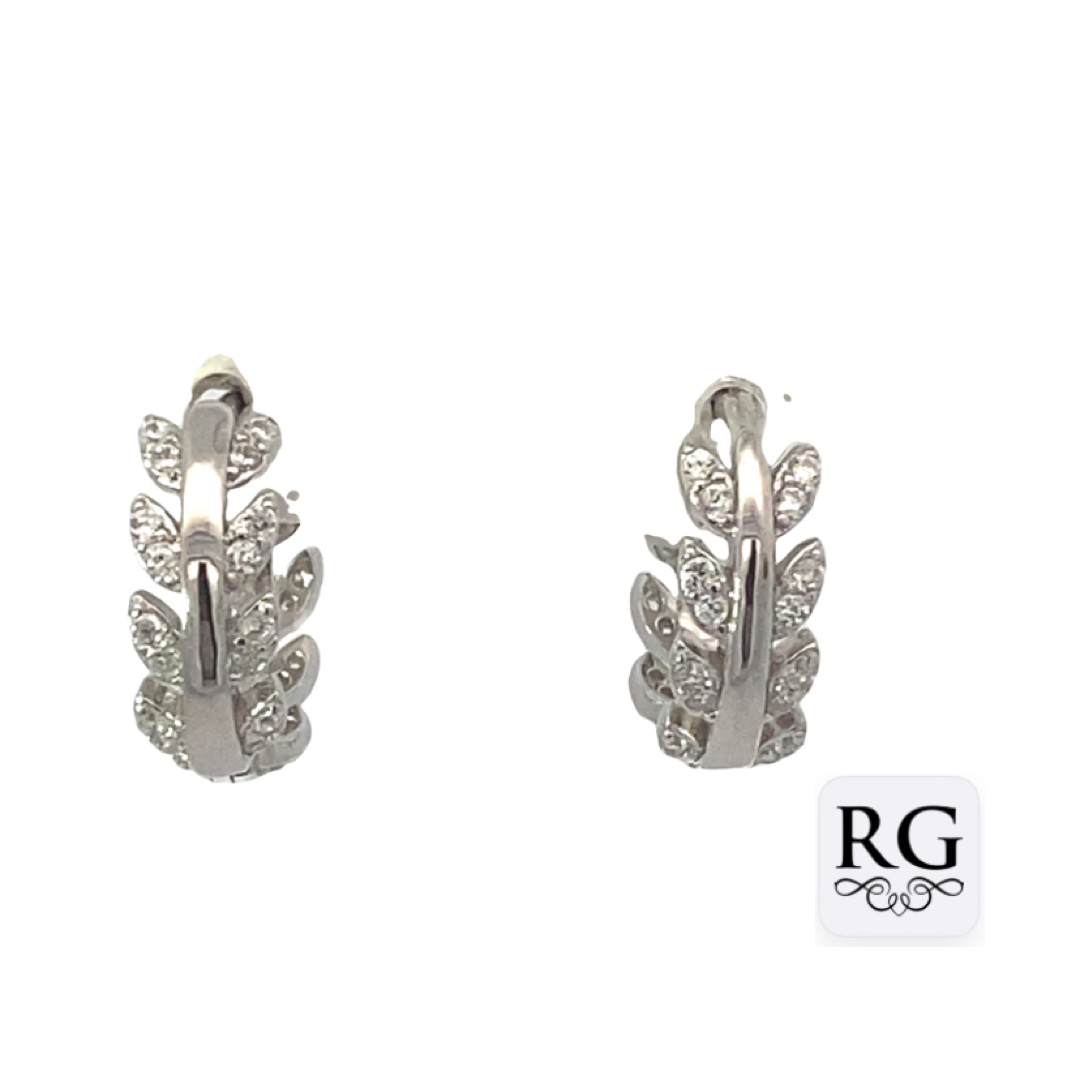 925 CZ PAVE OLIVE LEAF HUGGIES - 11X7 - 2g <br/>M12288