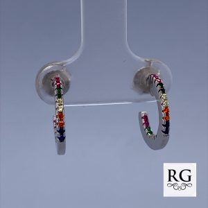 925 MULTI COLOR CZ PAVE HALF HOOPS - 14X2 - 2.2g <br/>M12297