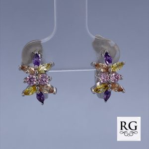 925 RND+MARQ MULTI COLOR CZ PAVE HUGGIES 14X9 2.5g <br/>M12298