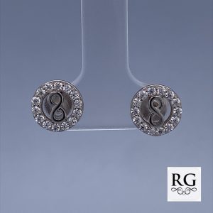 925 INFINITY IN CIRCLE OF LIFE STUDS - 9MM - 1.6g <br/>M12301