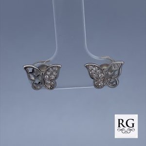 925 CZ PAVE+OPEN CUT BUTTERFLY STUDS - 11X7  1.36g <br/>M12308
