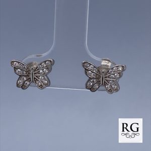 925 CZ PAVE TUBE SET BUTTERFLY STUDS - 11X7 - 1.6g <br/>M12315