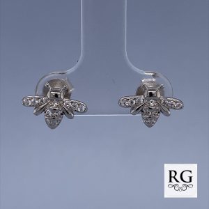 925 CZ PAVE BUMBLE BEE STUDS - 12X8 - 1.43g <br/>M12319