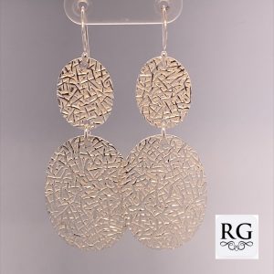 925 TEXTURED DBL OVAL DISC DROP EAR - 56X20  7.45g <br/>M12327