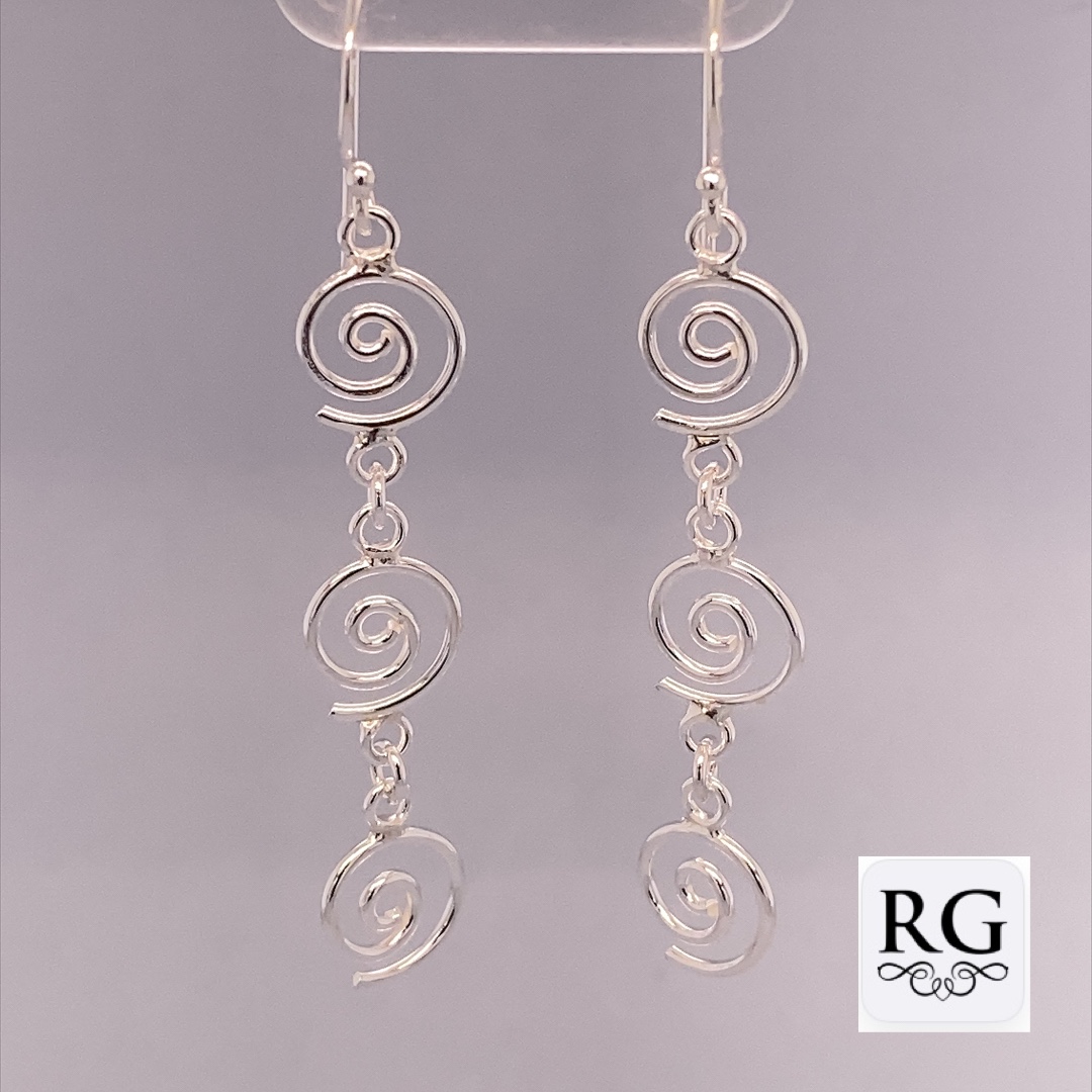 925 TRIP SPIRALS DANGLE EARRINGS - 54X9 - 2.48g <br/>M12328