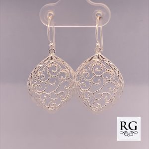 925 FILIGREE MARQUISE DROP EARRINGS - 37X19 - 3.5g <br/>M12335