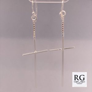 925 PLAIN CROSS CHAIN DROP EARRINGS - 60X16 - 1.7g <br/>M12337