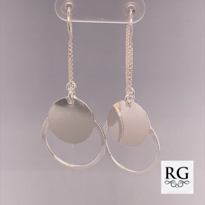 925 CIRCLES+DISC ON CHAIN DROP EAR - 50X20 - 4.45g <br/>M12338