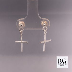 925 PLAIN CROSS ON BALL DROP EAR - 22X9 - 1.2g <br/>M12339