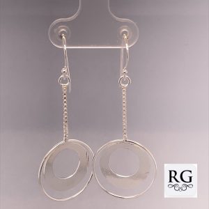 925 OPEN DISC+CIRCLES DROP EARRINGS - 50X20 - 3.1g <br/>M12340